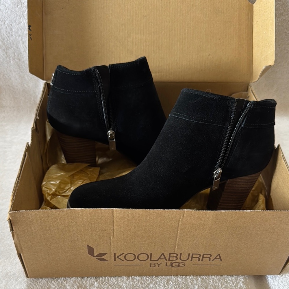 Koolaburra by UGG Black Suede Ankle Booties with Side Zipper